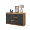 Cassettiera rovere wotan/antracite larga 120 cm, 2 ante, 2 ripiani, 3 cassetti