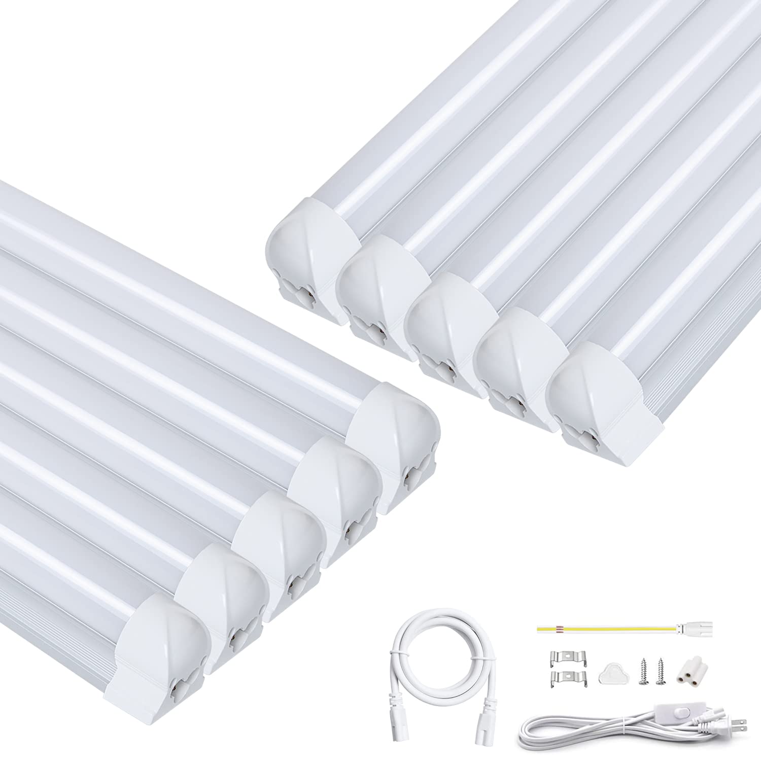 

1500LM Daylight White, Ultra-Bright 9.5W, Ultra-Energy-Saving, Integrated LED Fluorescent Light, T8 Straight Tube, 20W, 60cm, Slim, Connectable,
