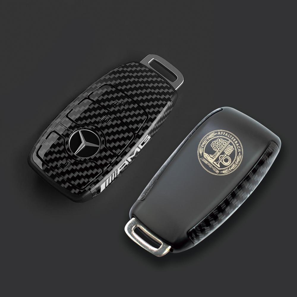 Neue PC Kohlefaser Autoschlüsselanhänger Für Mercedes Benz AMG A C E S G Klasse GLC CLE CLA GLS W205 Auto Schlüsselhülle Schlüsselanhänger Zubehör BD1