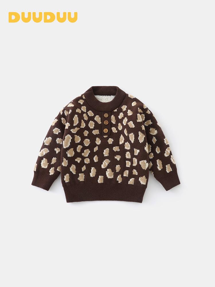 DUUDUU Unisex Baby Toddler Knit Sweater - Korean Style Autumn/Winter 2025