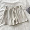 Summer Thin Waffle Shorts Women's Loose Home Casual Pajama Pants Wide Legs with Elastic Waist Sweatpants