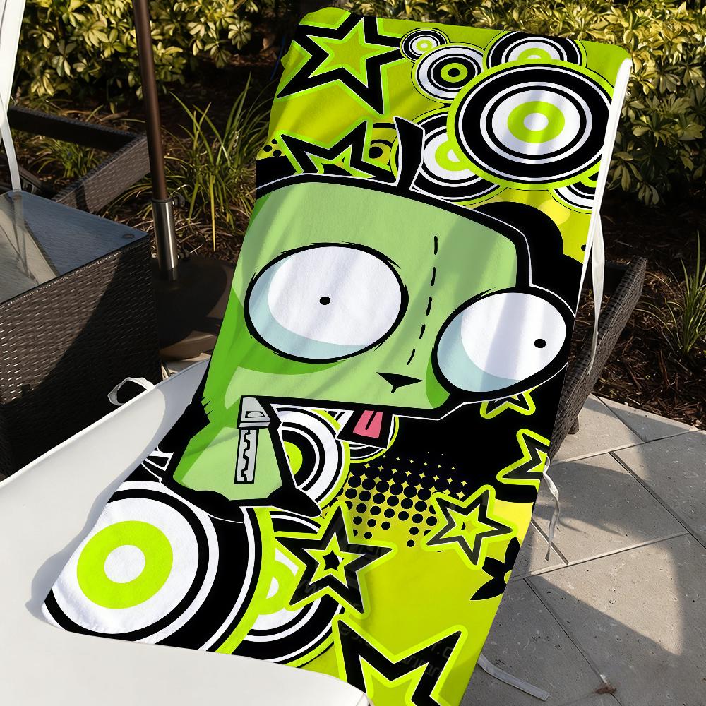 Cartoon I-Invader Z-Zim Towel Sports Quick Dry Travel Camping Gear Sandproof Soft Light Large Beach Towel