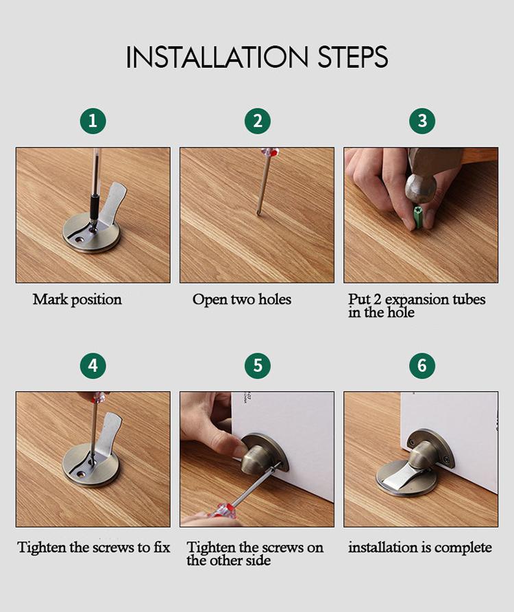 Magnetic Door Stopper,Invisible Heavy Duty Stainless Steel Floor Mount Door Stop with Adhesive & Screws,Anti-Collision Catch for Home Office Bedroom