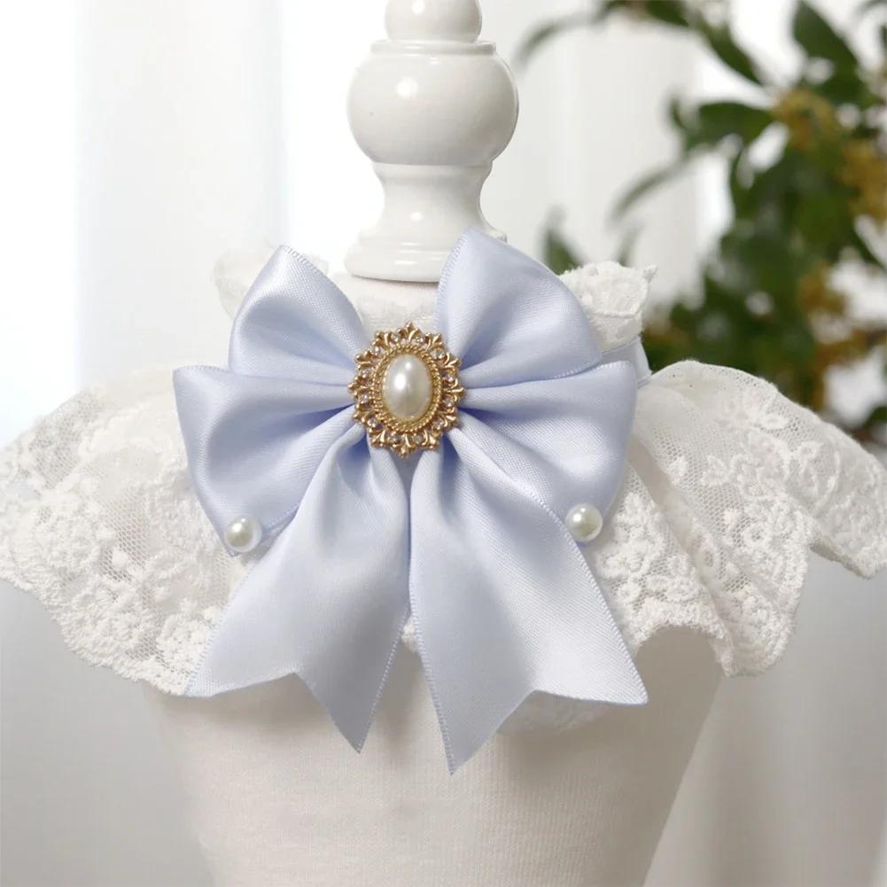 Pet Bib With Lace And Bow Tie Saliva Towel, Round Neck Scarf for Small Dog Cat 9.8-11.8 In Neck Circumference Saliva Towel Cute