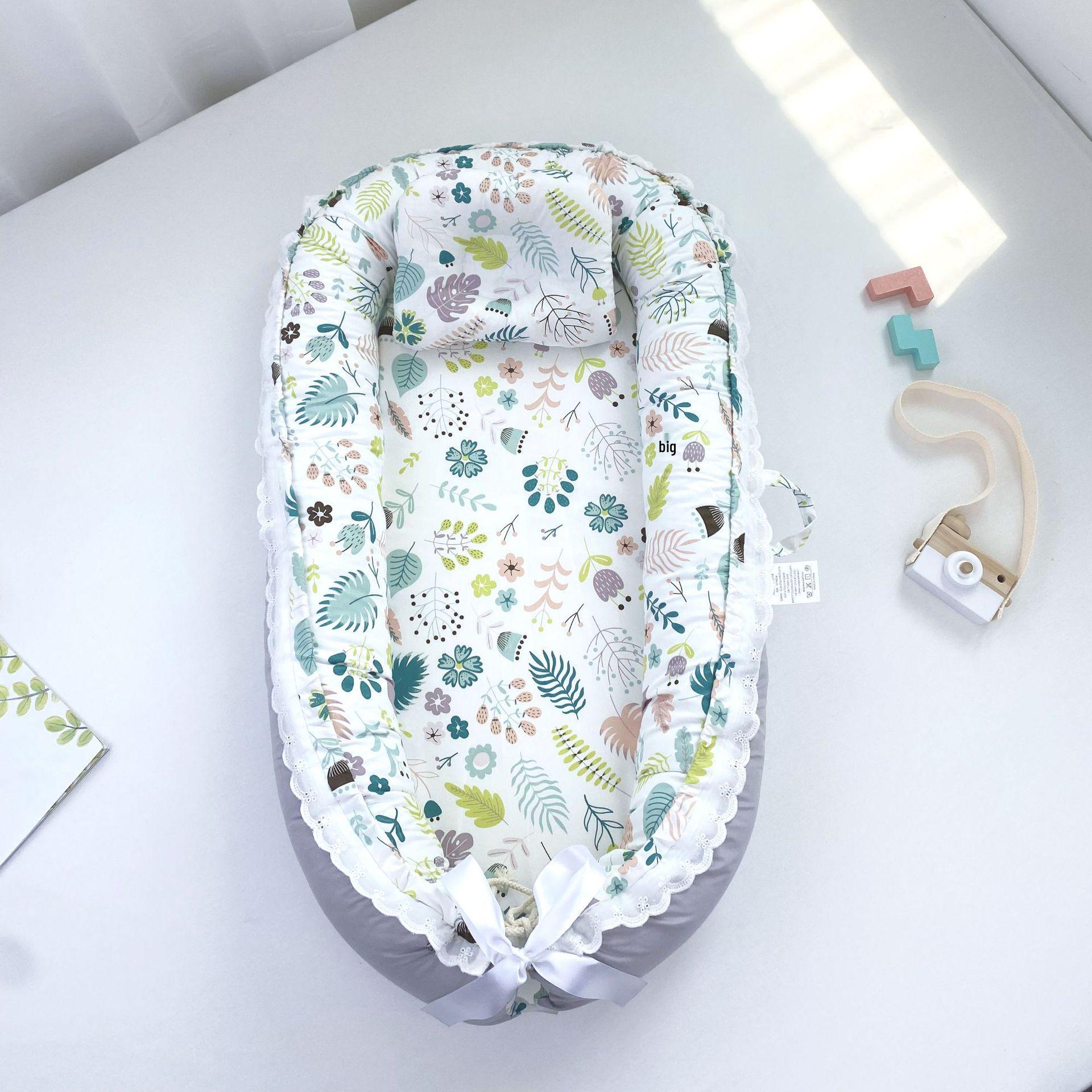 

Гнездышко-кроватка для новорожденного из чистого хлопка с кружевом, съемное и моющееся - Кроватка для сна новорожденного 85 x 50 x 12 cm