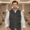 Chaleco Retro de Botones Individuales para Hombre Oktoberfest, Chaleco de Disfraz Tradicional, Chaleco sin Mangas para Hombre con Cuello Mao y Botones, Ajuste Delgado