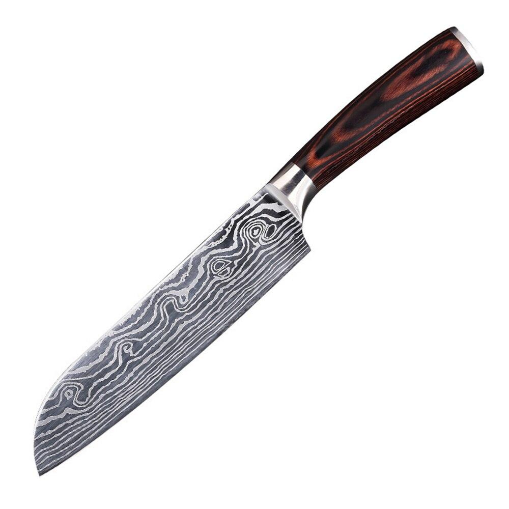 Santoku-Küchenmesser aus Kohlenstoffstahl für Zuhause, Restaurant, rasiermesserscharf, japanischer Koch, ergonomischer Griff