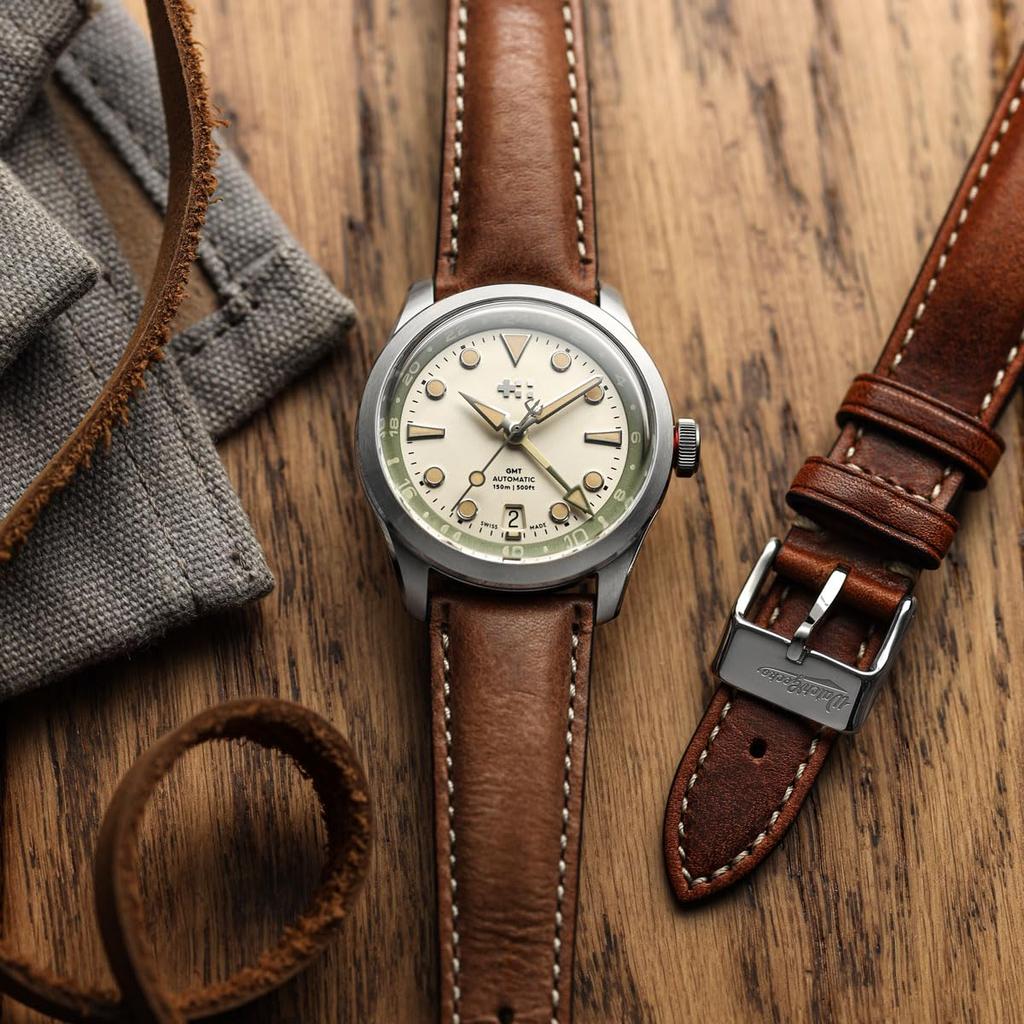 WatchGecko Vintage Highly Italian Leather Watch Strap - Light Brown - 19mm
