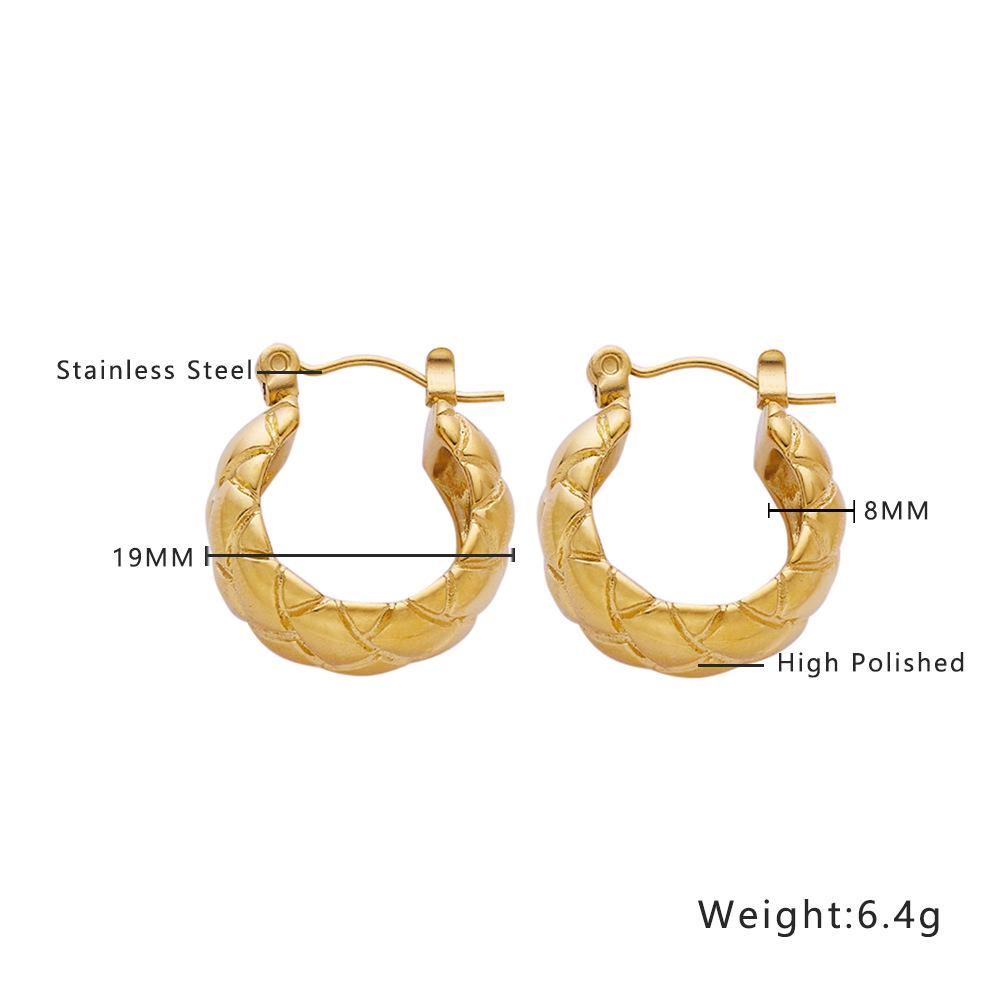 European Retro Simple Titanium Steel Twisted Braid Ear Cuff and Stud Earring for Women