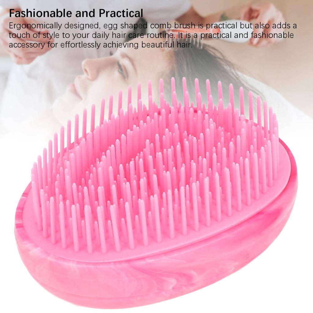 4pcs Rosy Red Egg Shape Detangling Brush Bright Marble Effect Portable Styling Comb Hair Brush