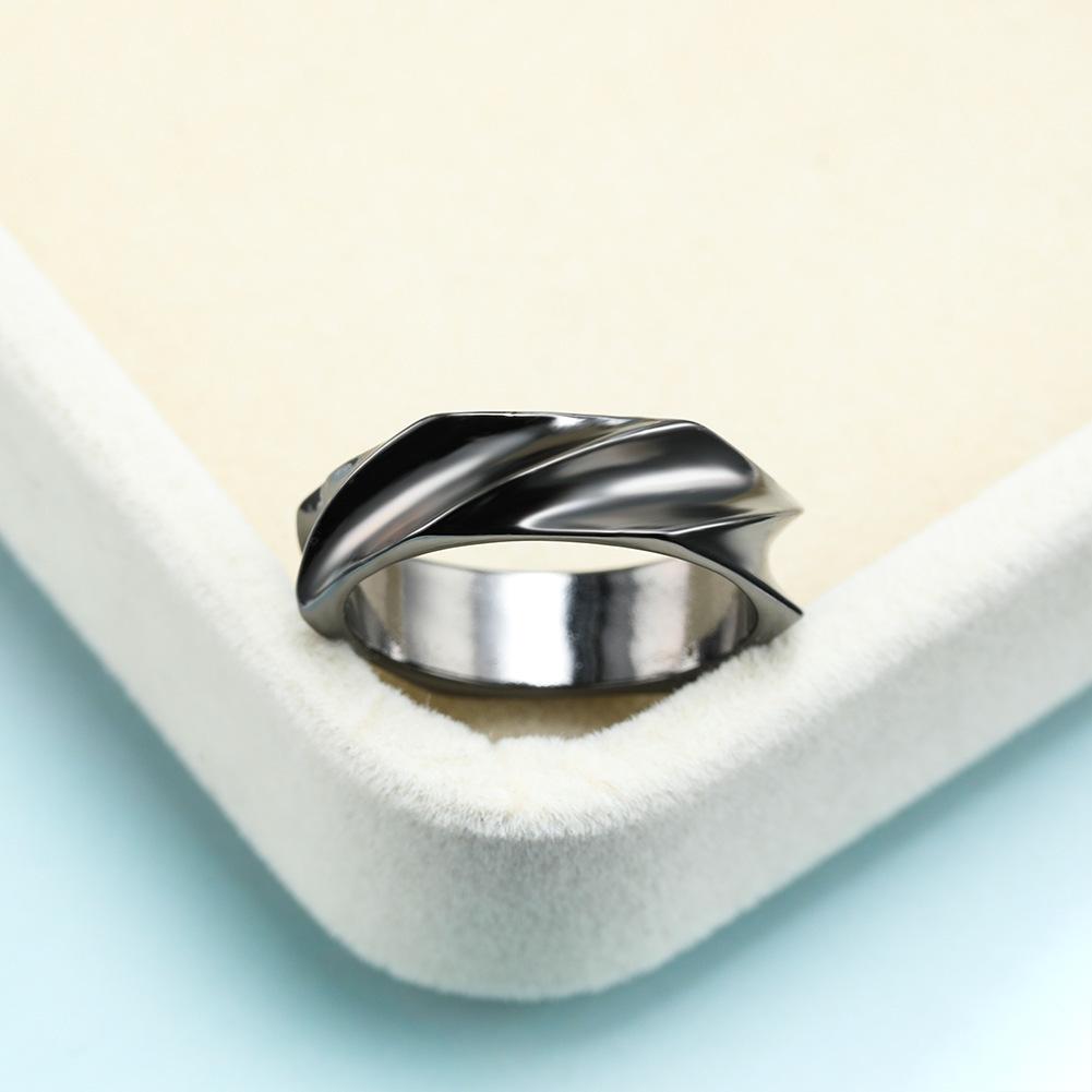 Guochao Hip Hop Versatile Geometric Oval Black Gold Ring Personality Niche Design Sense Retro Ring no. 6