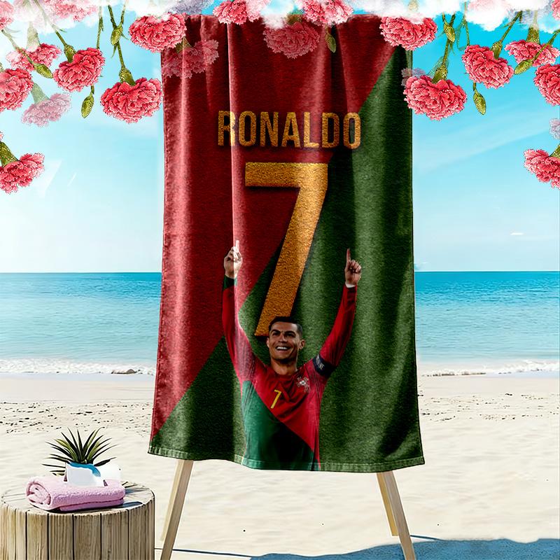 Cristiano Ronaldo Print Strandtuch, Großes Weiches Schnelltrocknendes Handtuch für Strand Camping Schwimmen