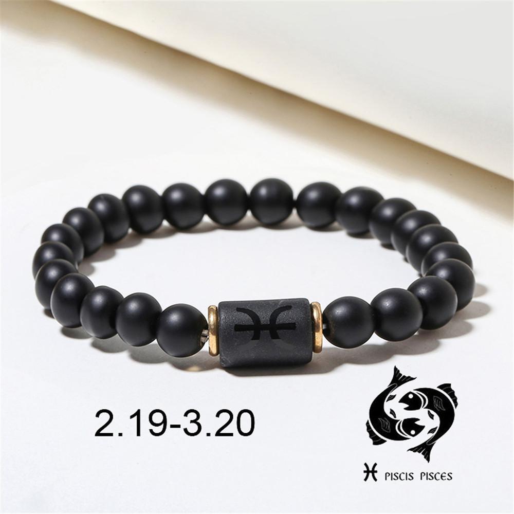 Constellation Black Frosted Black Agate Beaded Couple Bracelet