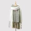 Color matching mohair scarf women's autumn and winter advanced sense thickened warm versatile scarf simple versatile scarf