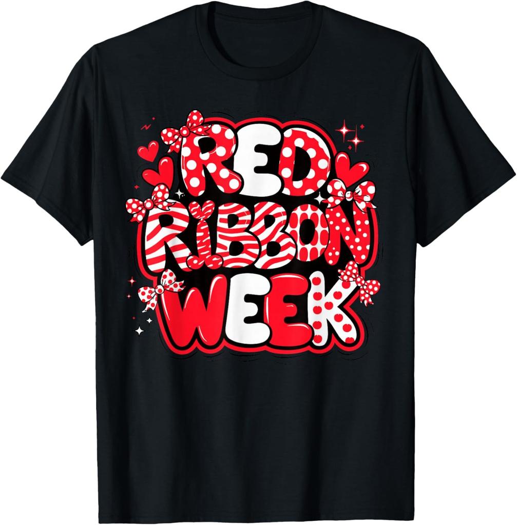 We Wear Red for Red Ribbon Week Awareness Bow Unisex T-Shirt
