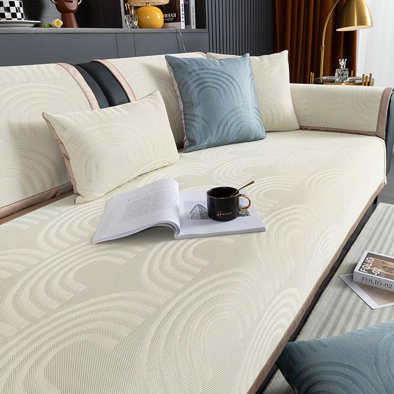 Summer Summer Mat Sofa Cushion Light Luxury and Simplicity Modern Leather Sofa of Solid Wood Full Covered Cloth