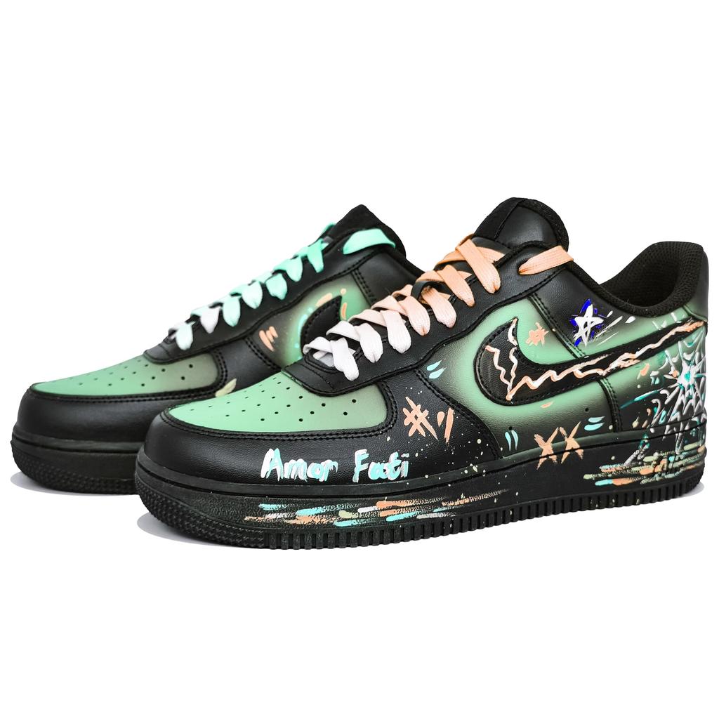 Nike Air Force 1 Low top Skateboard Shoes Unisex Black Green CW2288-001(Team400-)