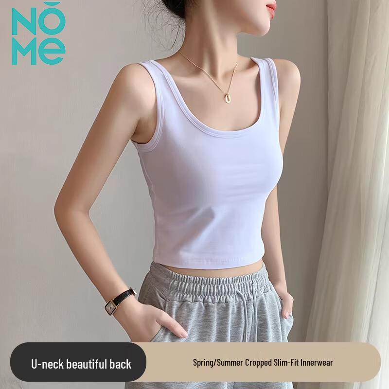 NOMe Women s U-Neck Wide Strap Crop Tank Top M