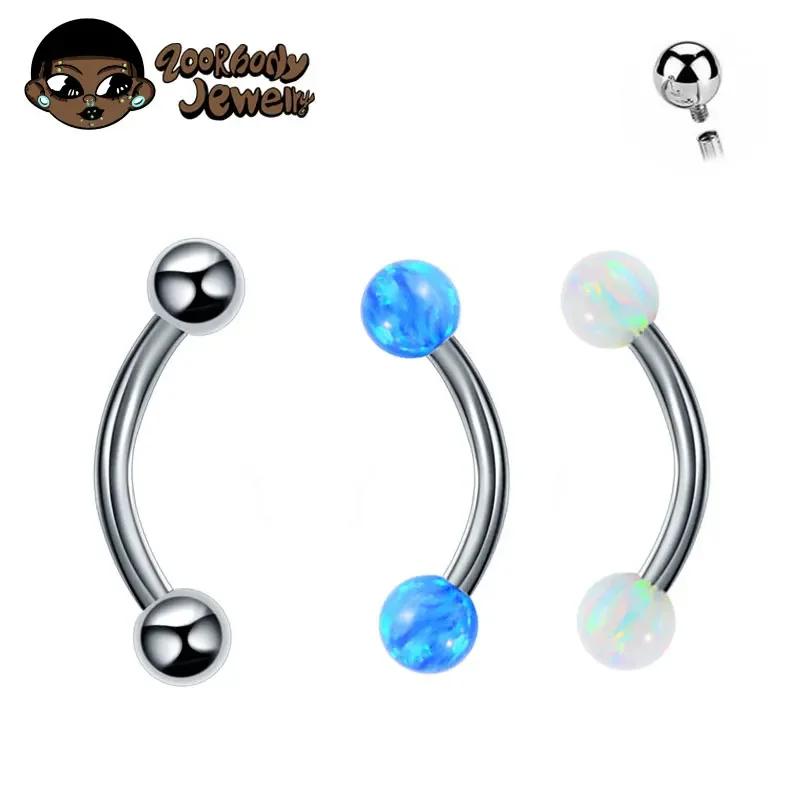 F136 Titanium Banana Curved Lip Navel Piercing 16g 6/8/10/12/14mm Eyebrow Curved Barbell Lip Ring Snug Daith Helix Rook Earring