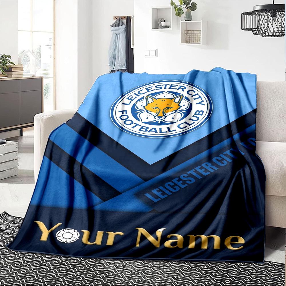 Name Custom Leicester City FC Print Flannel Blanket High Quality Warm Comfortable Cover for All Seasons Perfect for Gifts Home Decor