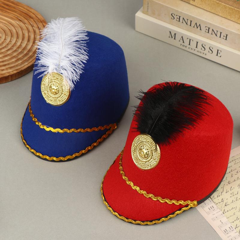 Mittelalterlicher Britischer Ritterhut Vintage Filz Federdekoration Renaissance Adels Kostümzubehör für Halloween Party