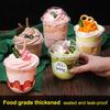 50Pcs Disposable Salad Cup 250/300/360/500ML Transparent Dessert Yogurt Cups Bowls Container With Lids For Ice Cream Cupcake