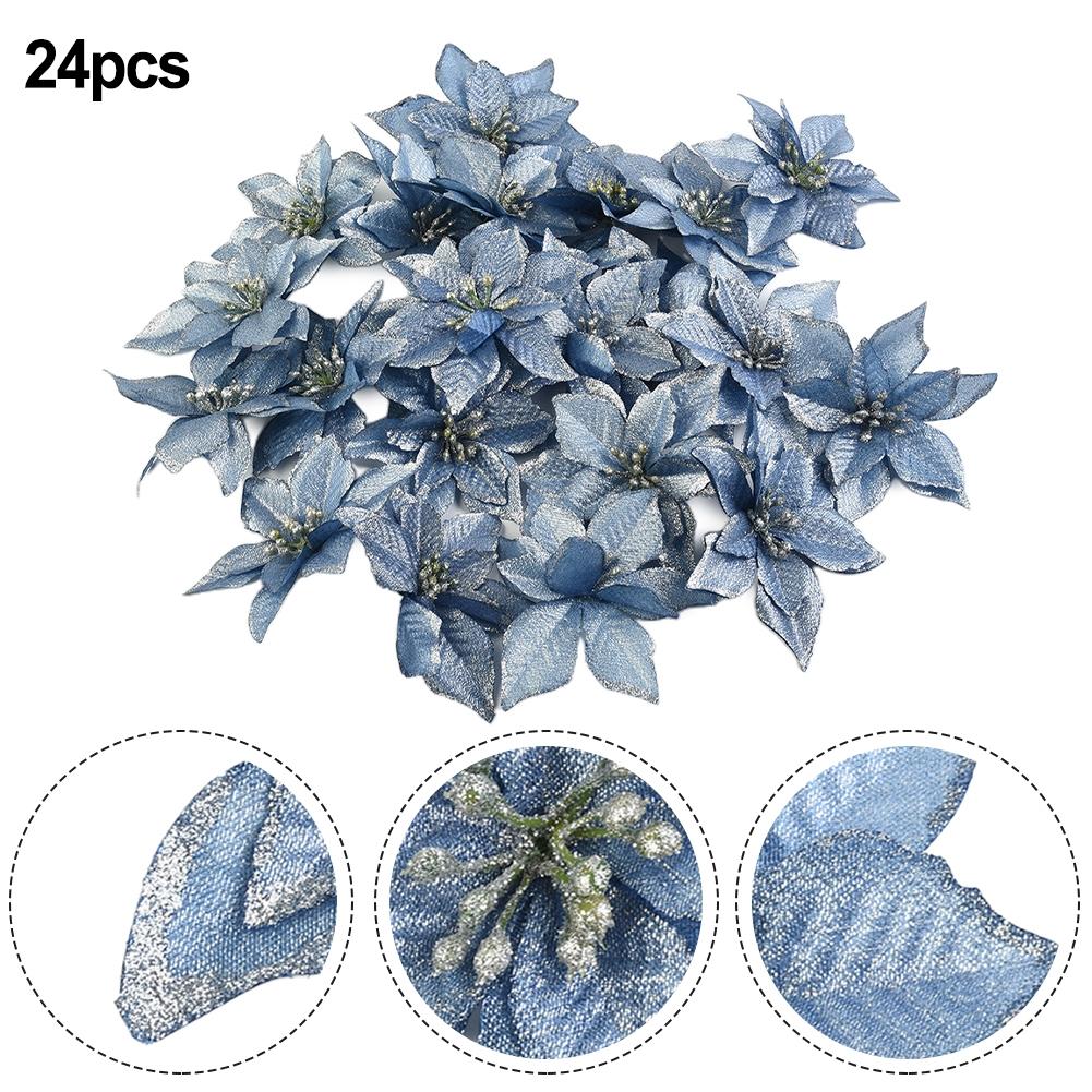 Shiny Artificial Poinsettia Flowers 524PCS for Christmas Decoration