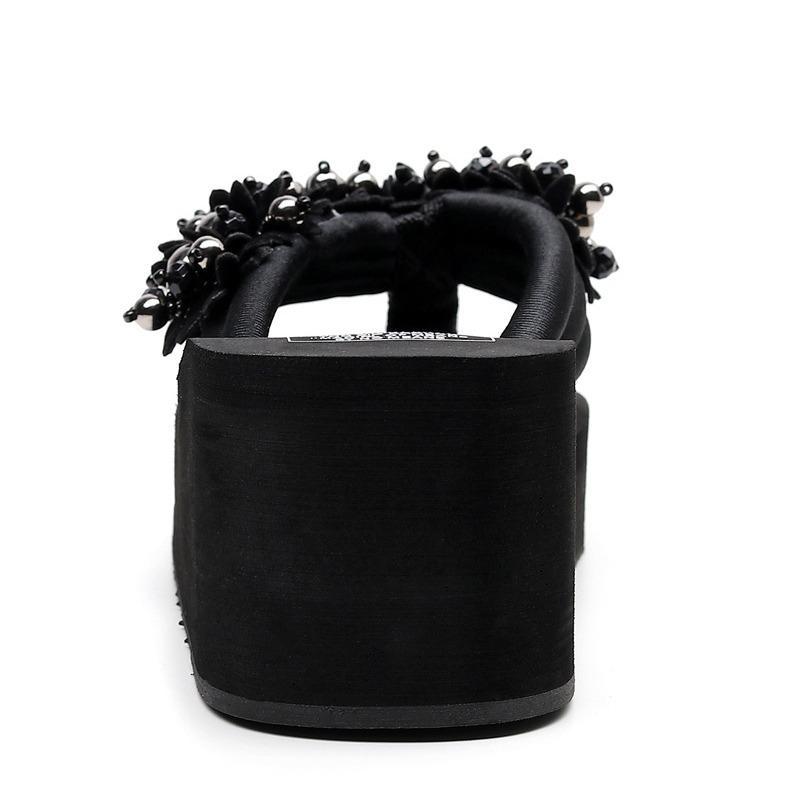 Șlapi de damă antiderapanți cu toc înclinat, sandale, papuci de casă pentru exterior, vacanță, malul mării, plajă