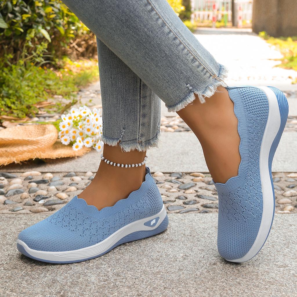 Women Shoes Orthopedic Knit Walking Shoes Breathable Slip-On Loafers Soft Non-Slip Wedge Sneakers Comfortable Casual Footwear