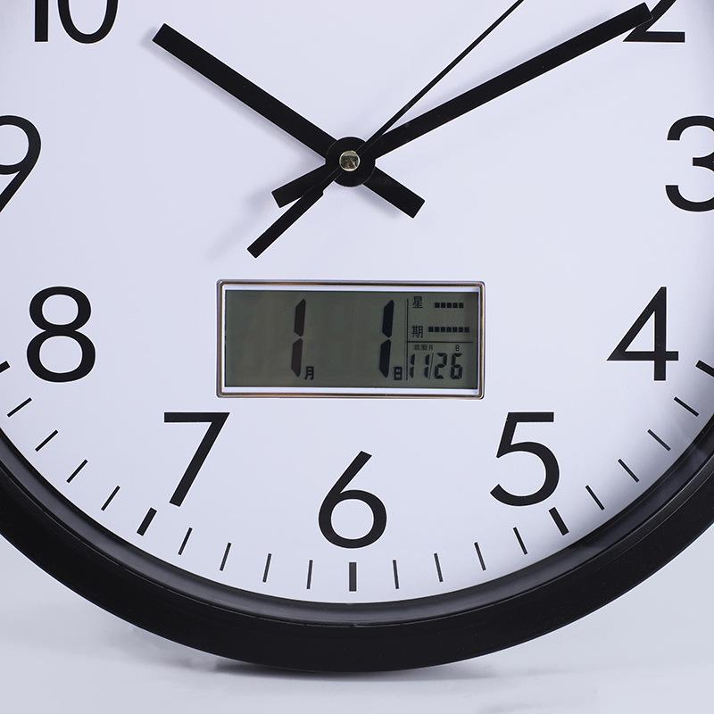 10, 12, 14-Inch Round LCD Calendar Clock - Modern Minimalist Design for Bedroom & Living Room