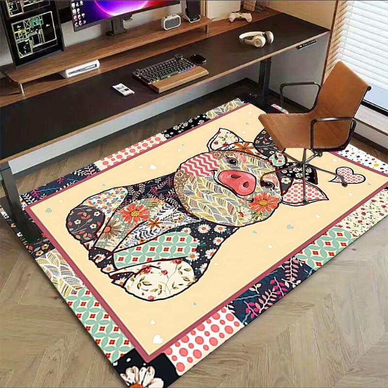 1PC Piggy Pattern Non-Slip Floor carpet, Office, family, bedroom, Studio - Large Area Rug, Decorative Mat, Longlasting Material-C0441