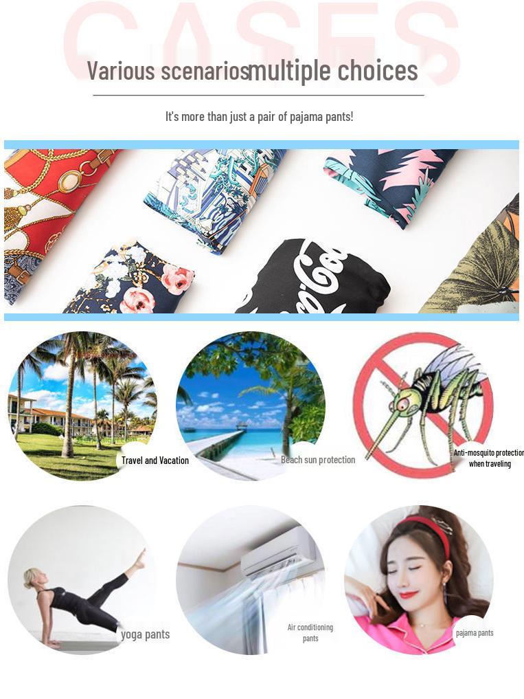 Women's Summer Pajama Pants - Cotton & Rayon, Thin Style, Wide-Leg, Loose Fit, Ideal for Spring & Autumn, Suitable for Home or Outdoors.