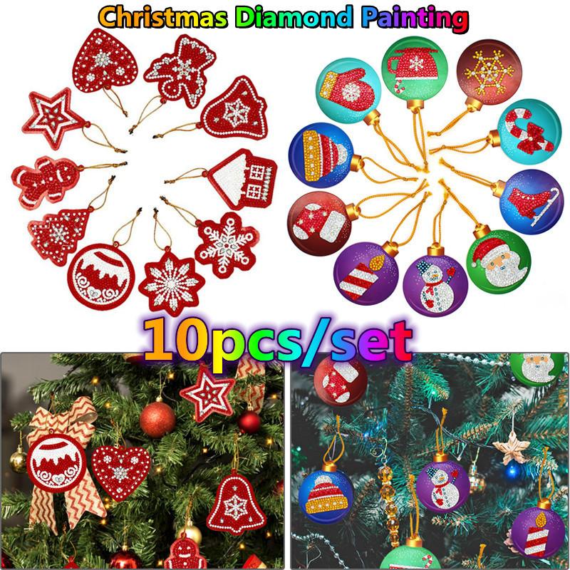 10pcs DIY Diamond Painting Kit Special Shape Christmas Tree Pendants Home Decor 10pcs DIY Diamond Painting Kit Special Shape Christmas Tree Pendants Home Decor