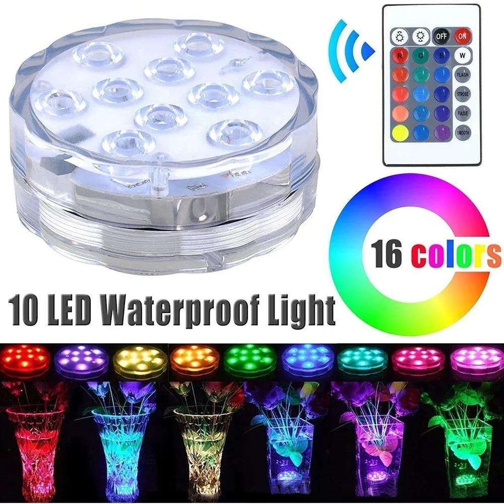 

16-Color 10-LED Submersible RGB Light with Remote for Pool & Aquarium 0-5W