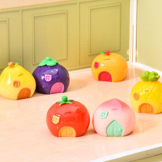 Mini House Micro Landscape Decoration Cartoon Tiny Fruit Shaped House Miniature Resin Figurine for Plant Pot Fairy Garden Accessory
