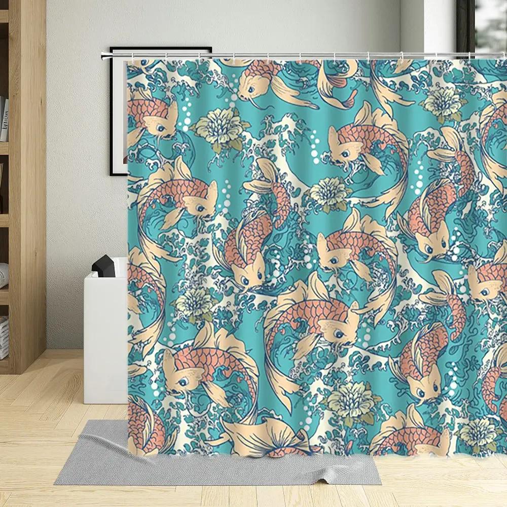 3D Shower Curtains Bathroom Waterproof Cartoon Lovely Fish Child Bathtub Decor Curtains Polyester Fabric Screen With Hooks