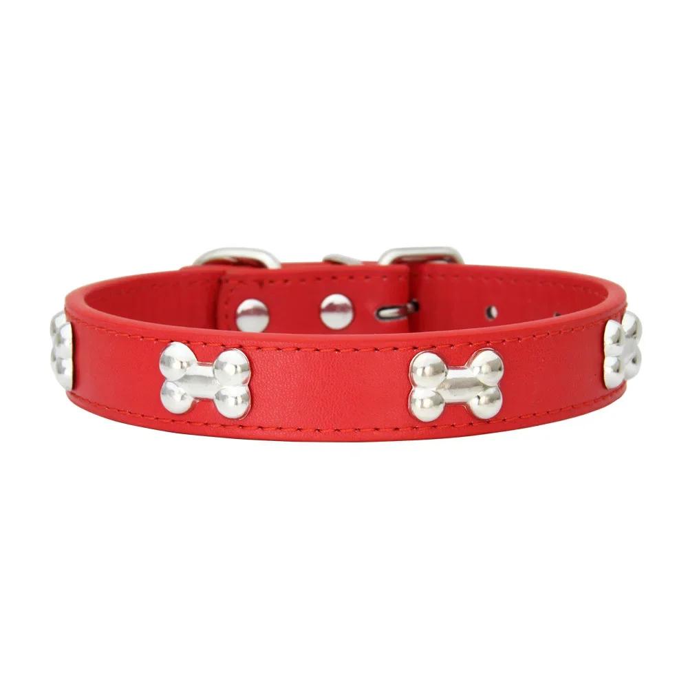 New pet PU leather bone dog collar for cross - border spot wholesale, can be matched with traction belt