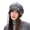Autumn and winter hats, women's big head circumference shows a small face, cold hats, retro versatile stacking hats, warm wool knitted hats