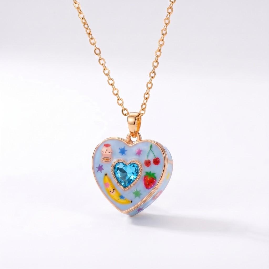 Heartshaped Pendant Necklace With Cubic Zirconia For Casual Wear