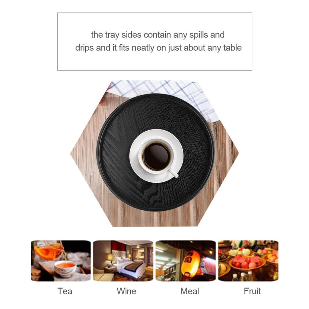 Runde Form Massivholz Tee Kaffee Snack Essen Mahlzeiten Serviertablett Teller Restauranttabletts 21cm