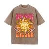 Vintage Black "Here Comes The Sun" T Shirt Retro Psychedelic Sun Acid Wash Tee