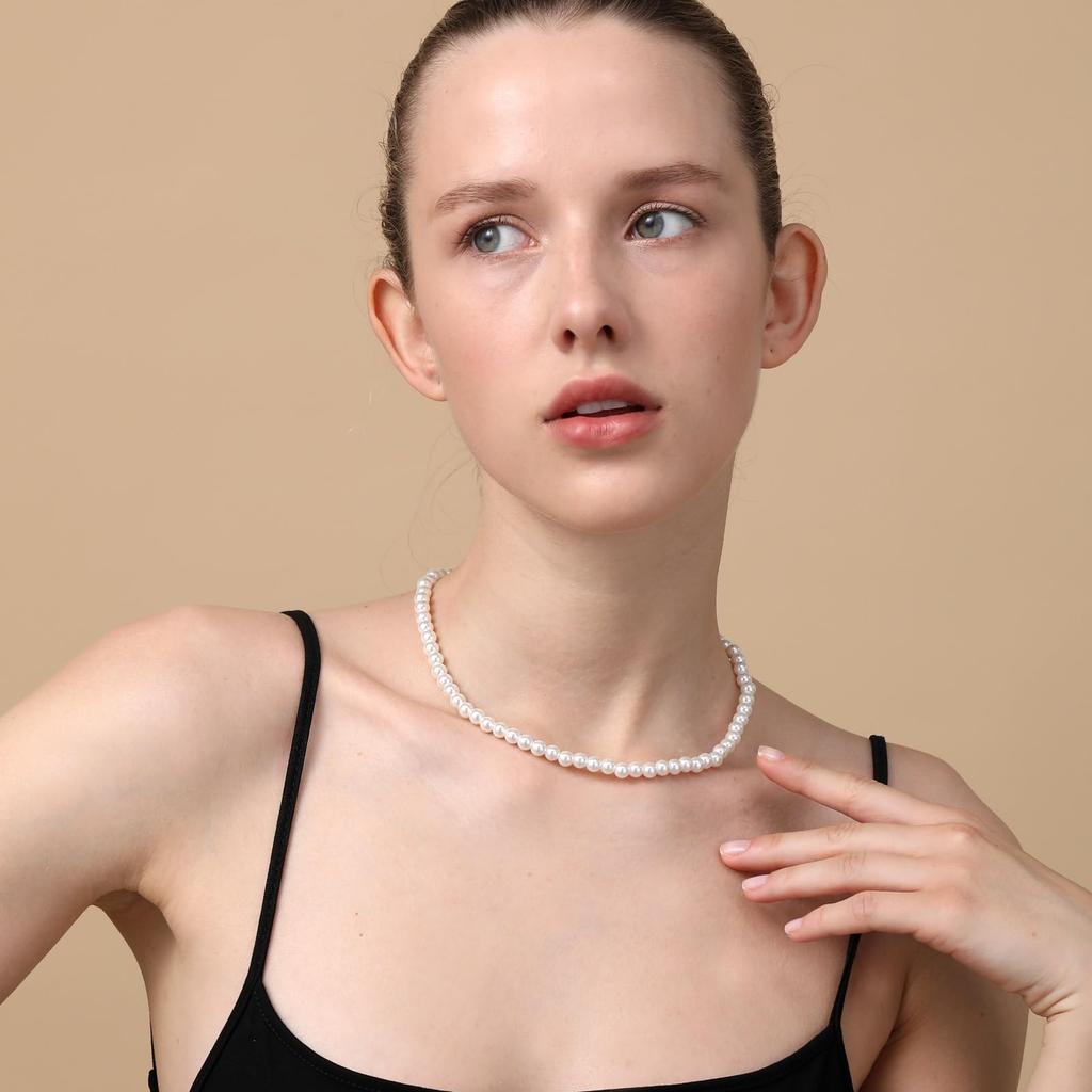 [DuoDiner] Pearl Necklace, Women's, Wedding Accessory, Graduation, Mother's Day, 6mm, 8mm (8mm, White, 45cm)