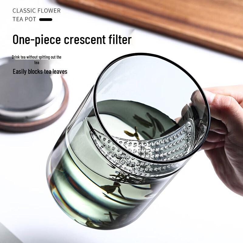 ZISIZ Large Capacity Glass Tea Cup with Integrated Filter