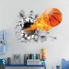 Kids Bedroom Wall Art Sticker With Fire Basketball Pattern Pvc Selfadhesive For Decor