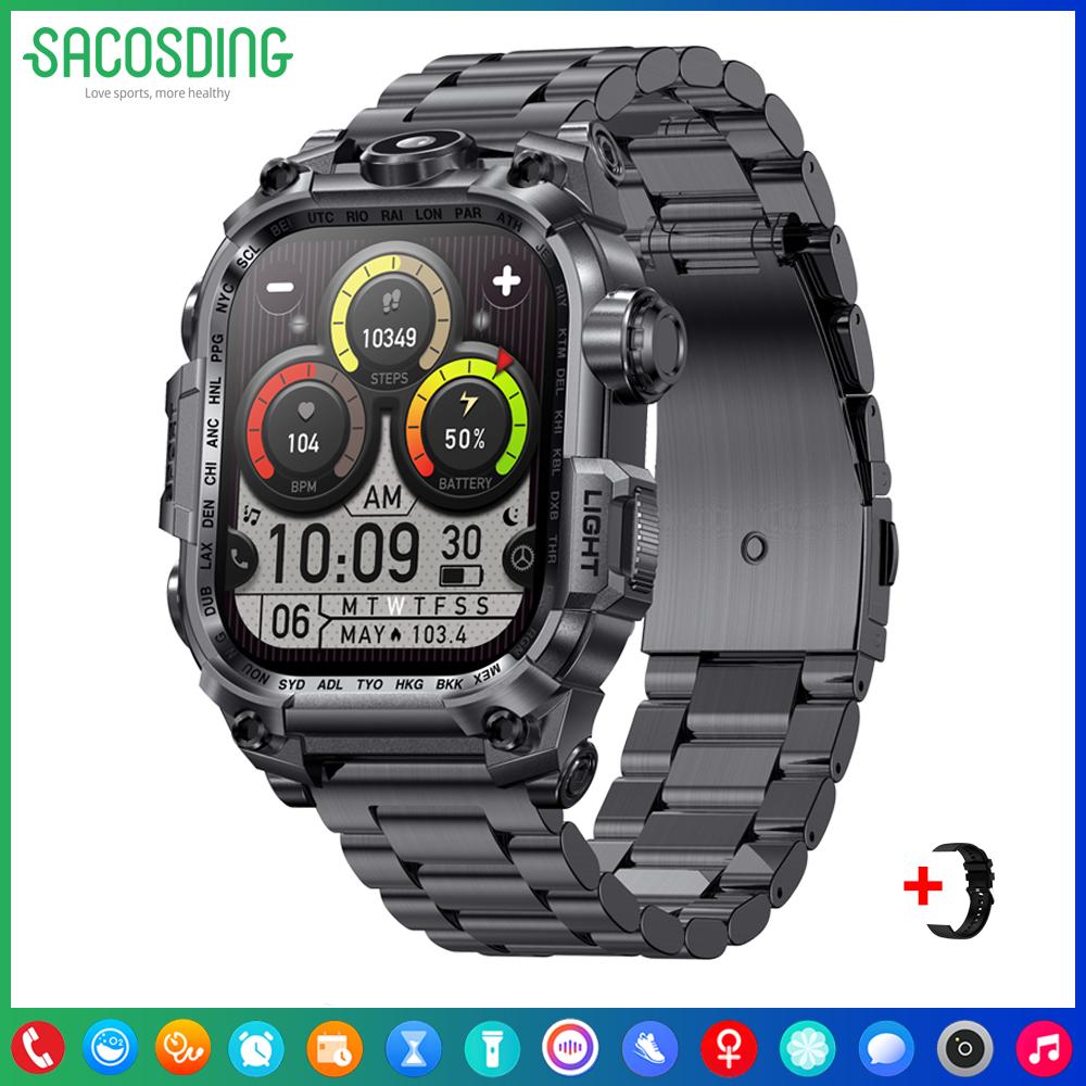 

2024 SACOSDING умные часы для мужчин умные часы 650 мАч аккумулятор цифровой фитнес-трекер AOD Bluetooth звонки часы спортивные водонепроницаемые