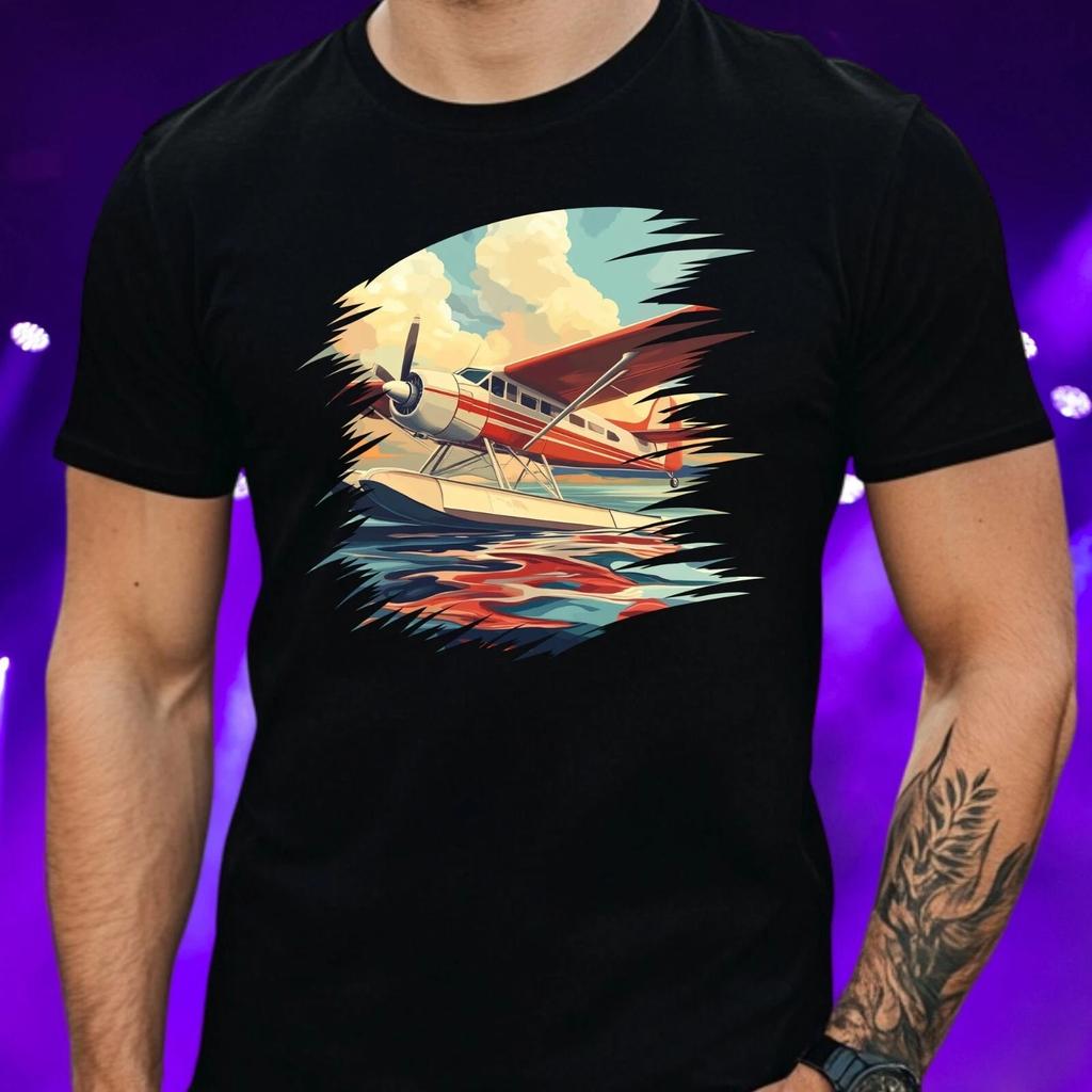 T-Shirt Herren Wasserflugzeug Motiv Baumwolle Größe S bis 5XL