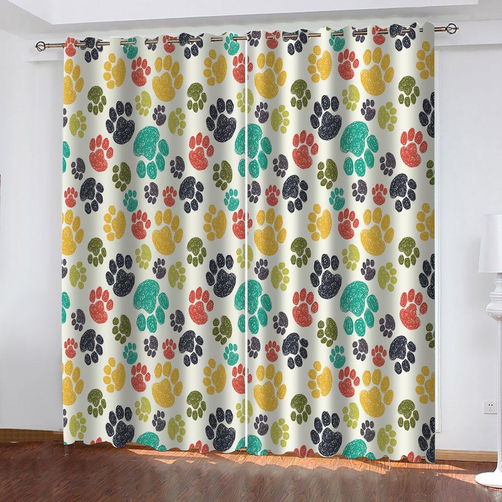 Children'S Room Curtains Cartoon Colour Print 3D Design Luxury Girl Window Curtains For Living Room Bedroom Home Decor 2 Pieces