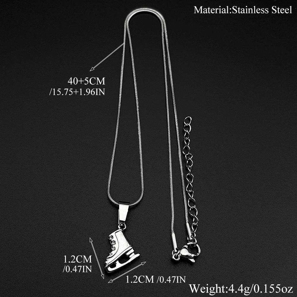 Fashion 3D Ice Skate Shoe Necklace Women Men Sport Figure Skating Lover Stainless Steel Hiphop Street Neck Chain Jewelry Gifts