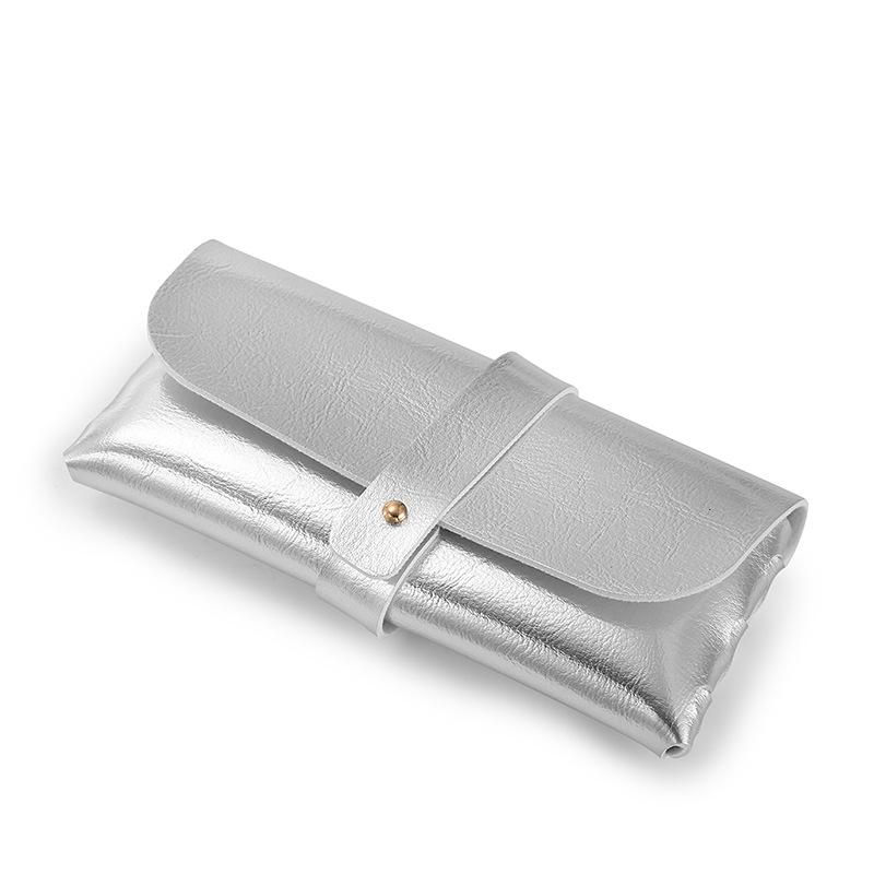 Black Leather Eyeglass Case, PVC Snap Button Soft Case with Logo Printing Option for Sunglasses.