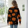 Women's Fashion Casual Long Sleeve Halloween Printed Neck Sweatshirt Top